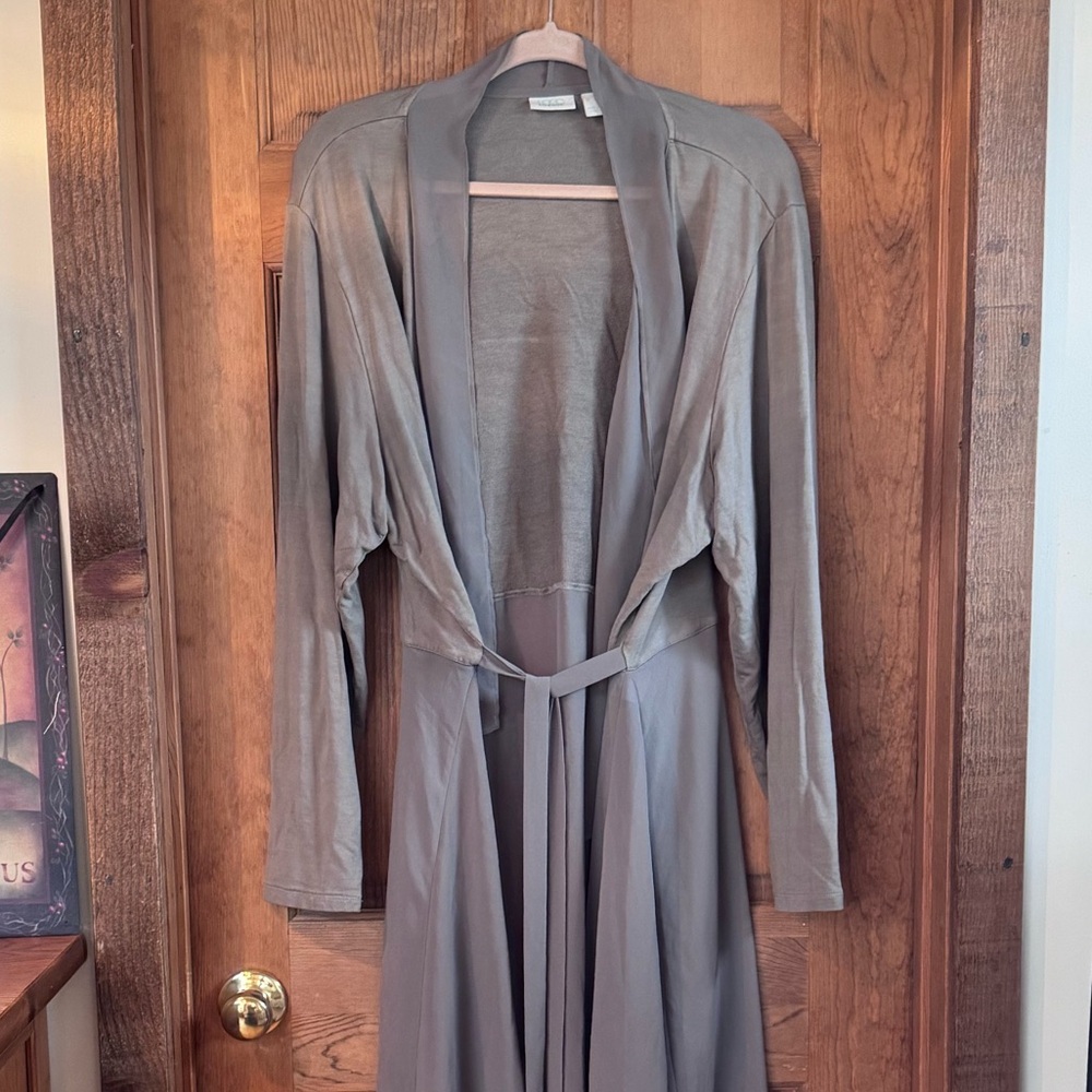 LOGO Lounge by Lori Goldstein Chiffon Cascade Cardigan with Tie Detail 3X - Picture 2 of 16